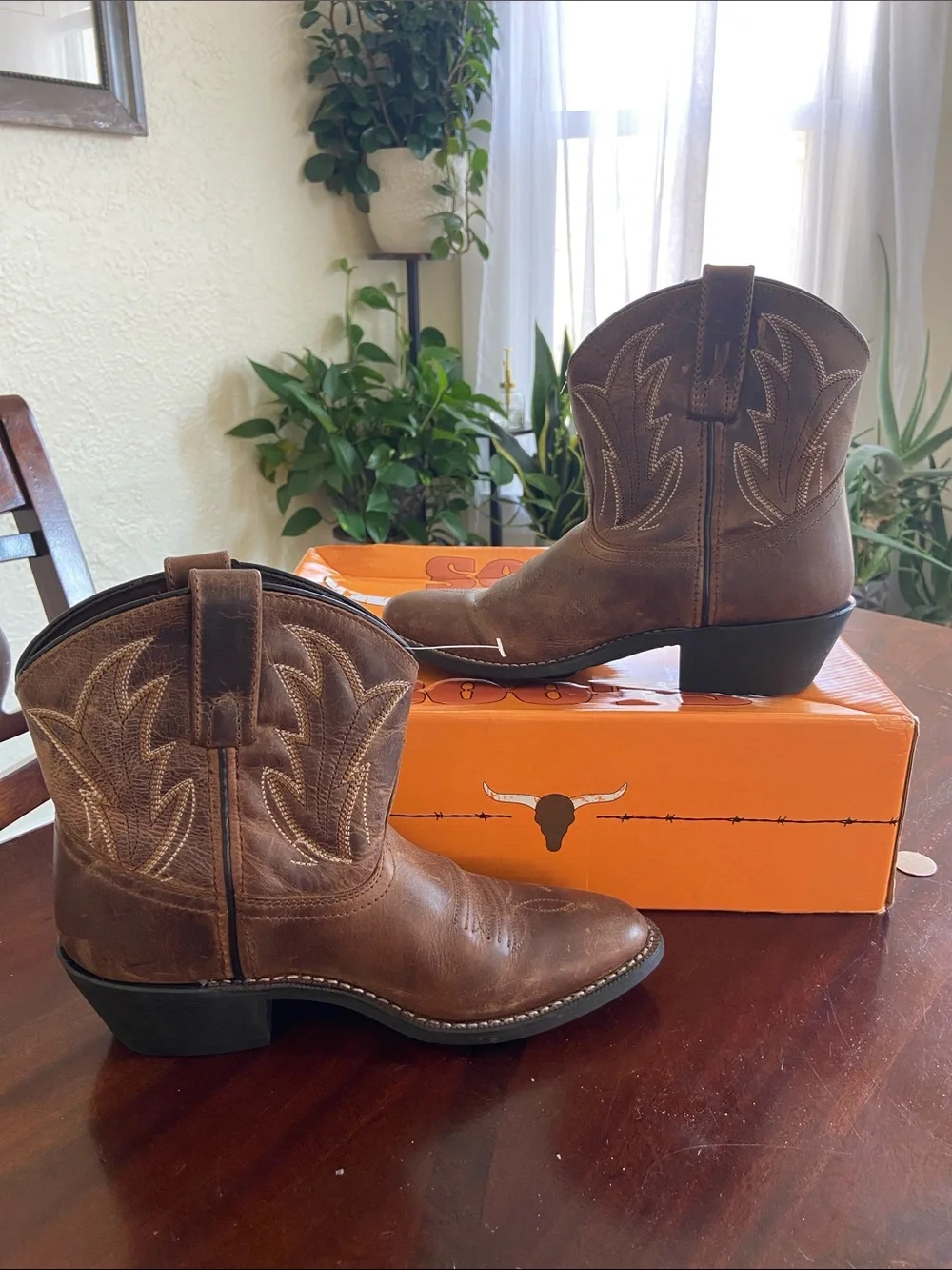 Brown Leather Western Cowboy Boots